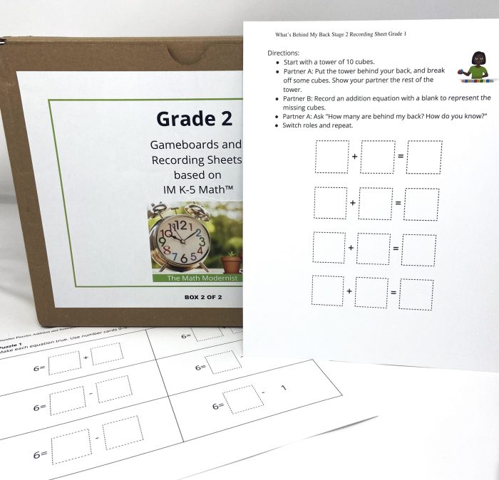 Grade 2 Gameboards and Recording Sheets