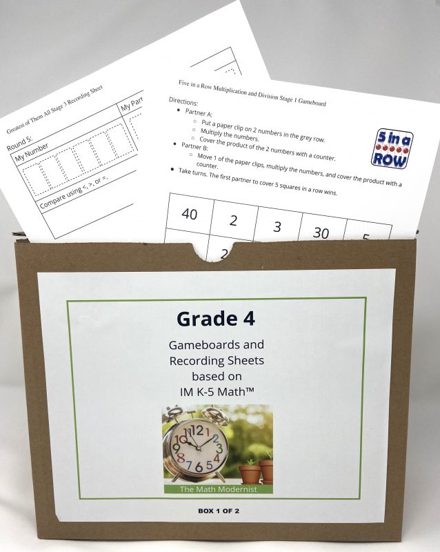 Grade 4 Gameboards and Recording Sheets Contents