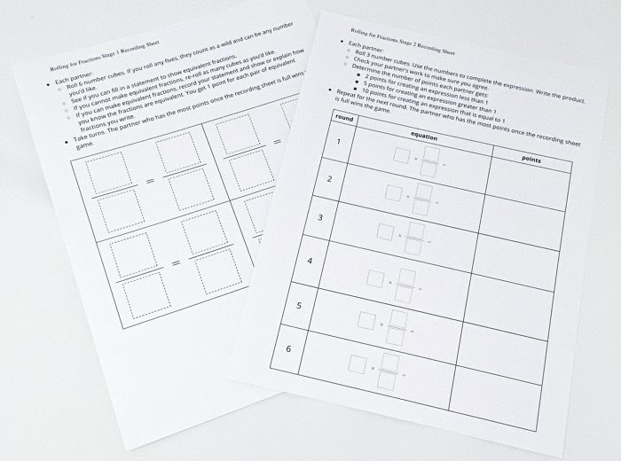 Rolling for Fractions Boards